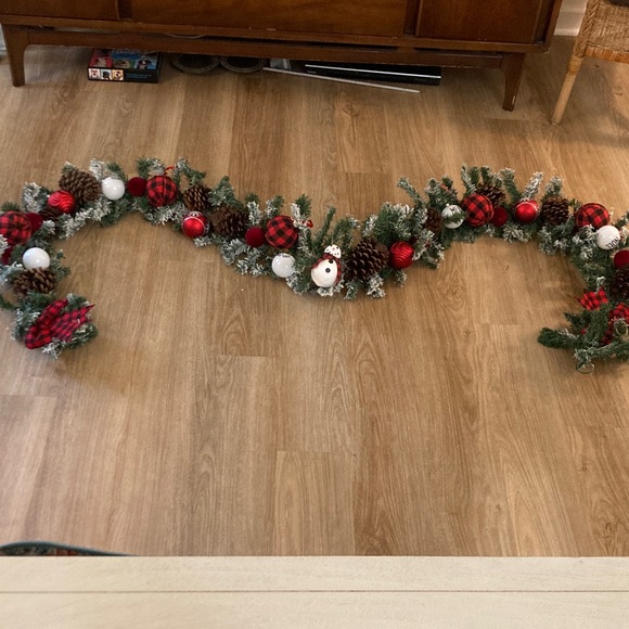 Hand Crafted Other - Red Buffalo Plaid Snowman Garland
